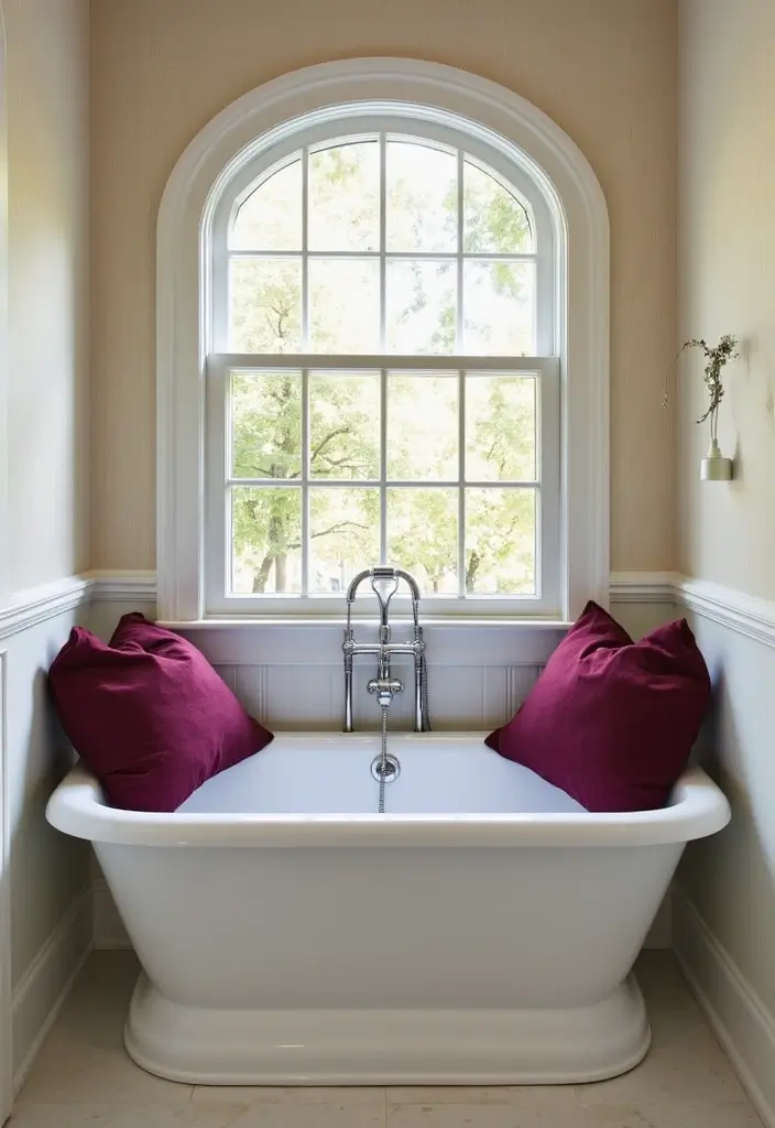 30+ Burgundy Bathroom Ideas That Add Drama 25 30+ Burgundy Bathroom Ideas That Add Drama - 25. Burgundy Accent Pillows