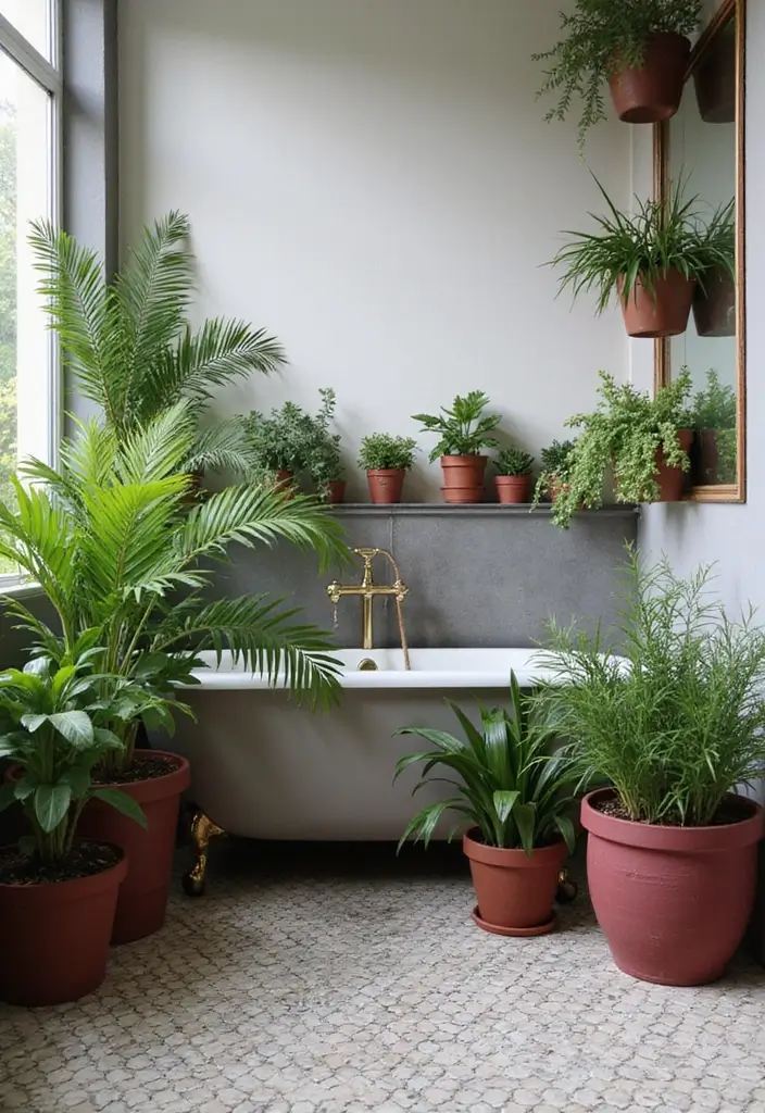 30+ Burgundy Bathroom Ideas That Add Drama 27 30+ Burgundy Bathroom Ideas That Add Drama - 27. Burgundy Plant Pots