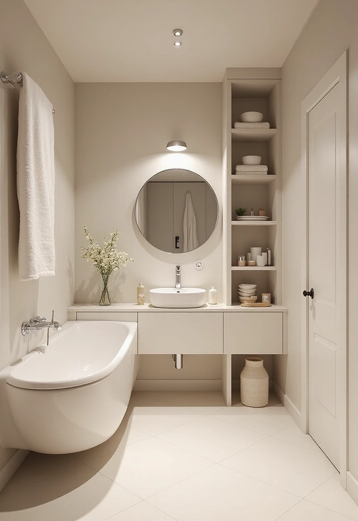 30+ Cream Bathroom Ideas That Feel Soft and Elegant - 10. Minimalist Cream Spaces