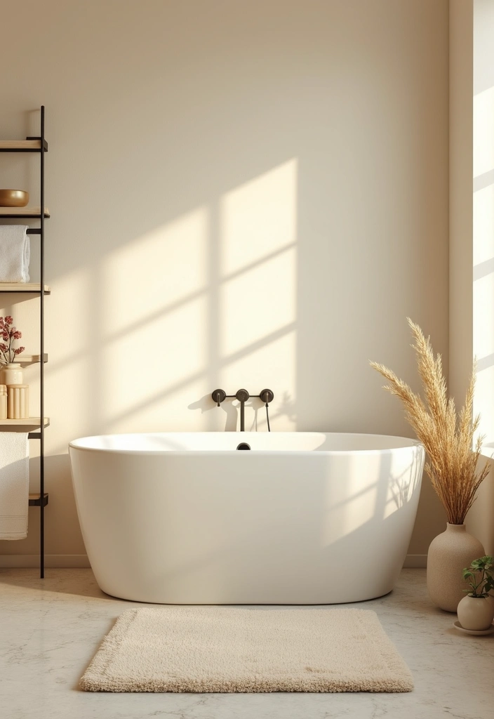 30+ Cream Bathroom Ideas That Feel Soft and Elegant - 12. Cozy Cream Rugs