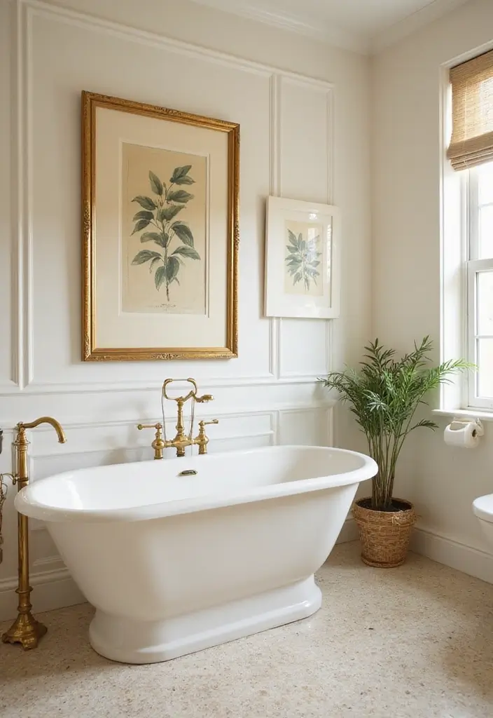 30+ Cream Bathroom Ideas That Feel Soft and Elegant - 18. Cream Artwork and Decor