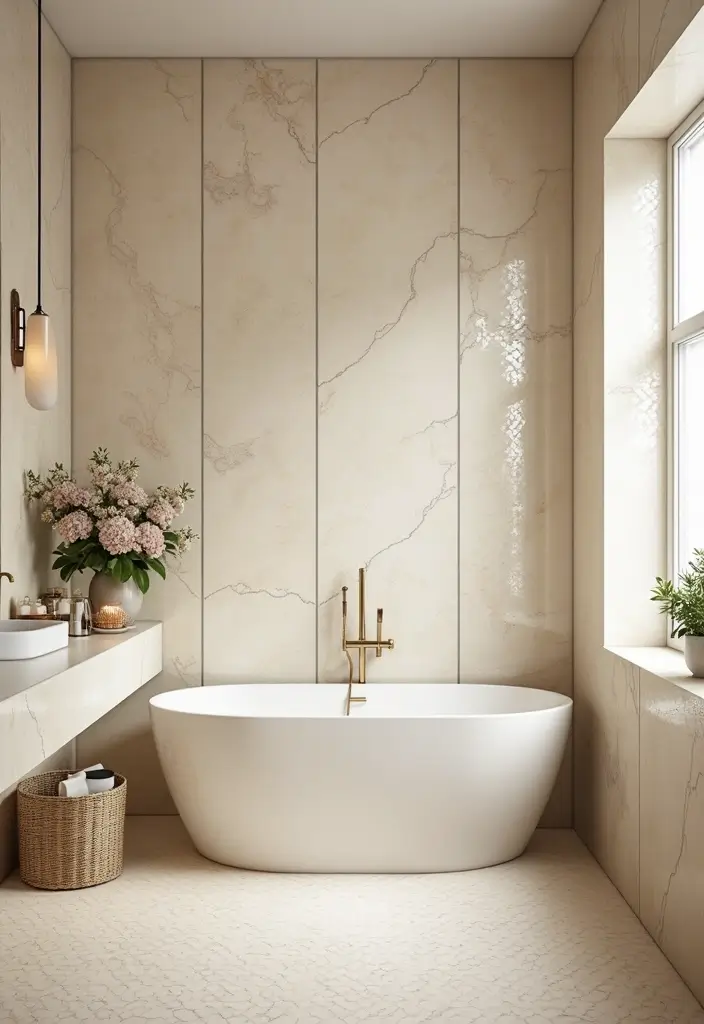 30+ Cream Bathroom Ideas That Feel Soft and Elegant - 21. Cream Patterns