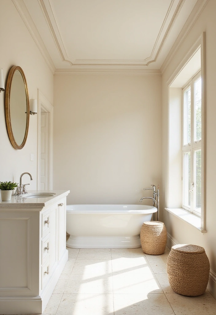 30+ Cream Bathroom Ideas That Feel Soft and Elegant - 28. Cream Ceiling Designs