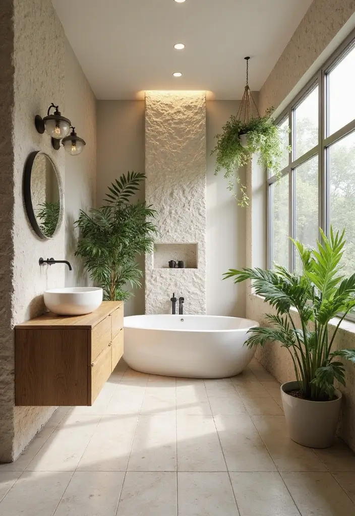 30+ Cream Bathroom Ideas That Feel Soft and Elegant - 9. Cream and Natural Elements