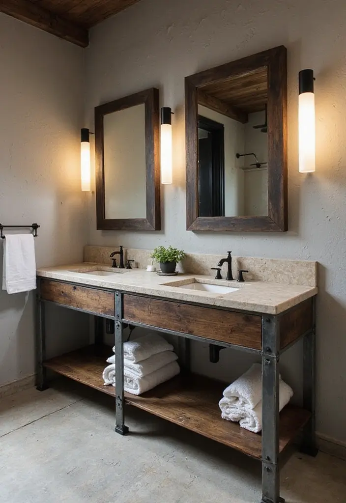 30+ Double Vanity Bathroom Ideas That Are Both Practical and Chic - 16. Modern Industrial Aesthetic