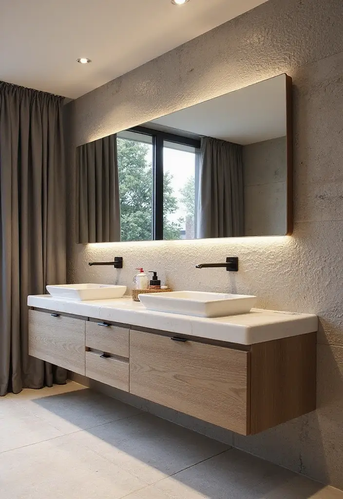 30+ Double Vanity Bathroom Ideas That Are Both Practical and Chic - 20. Textured Finishes for Added Depth