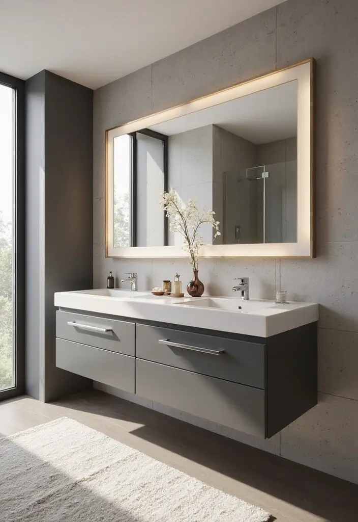 30+ Double Vanity Bathroom Ideas That Are Both Practical and Chic - 28. Hidden Plumbing for a Clean Look