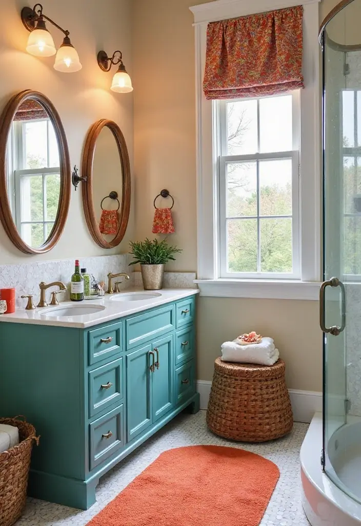 30+ Double Vanity Bathroom Ideas That Are Both Practical and Chic - 5. Bold Color Pop with Painted Vanities