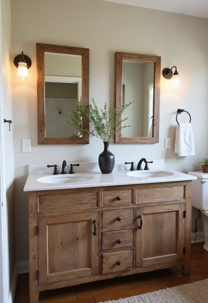 30+ Double Vanity Bathroom Ideas That Are Both Practical and Chic - 7. Rustic Farmhouse Style with Double Vanities