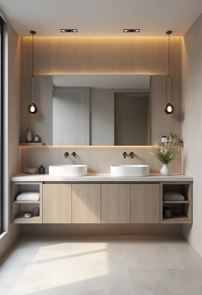 30+ Double Vanity Bathroom Ideas That Are Both Practical and Chic - 8. Stylish Double Vanities with Integrated Sinks
