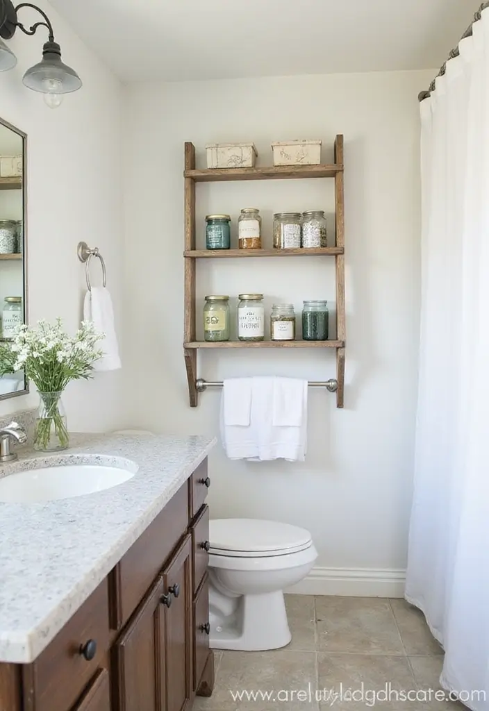 30+ Earthy Bathroom Ideas That Feel Natural and Relaxing 21 30+ Earthy Bathroom Ideas That Feel Natural and Relaxing - 21. Upcycled Decor