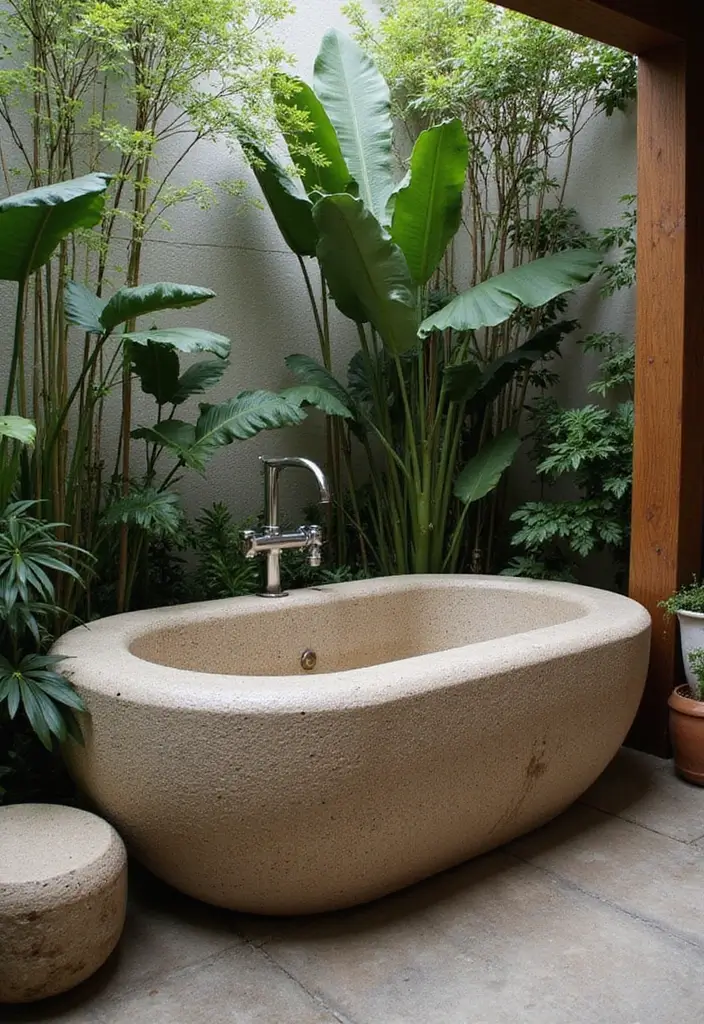 30+ Earthy Bathroom Ideas That Feel Natural and Relaxing 22 30+ Earthy Bathroom Ideas That Feel Natural and Relaxing - 22. Natural Stone Bathtubs