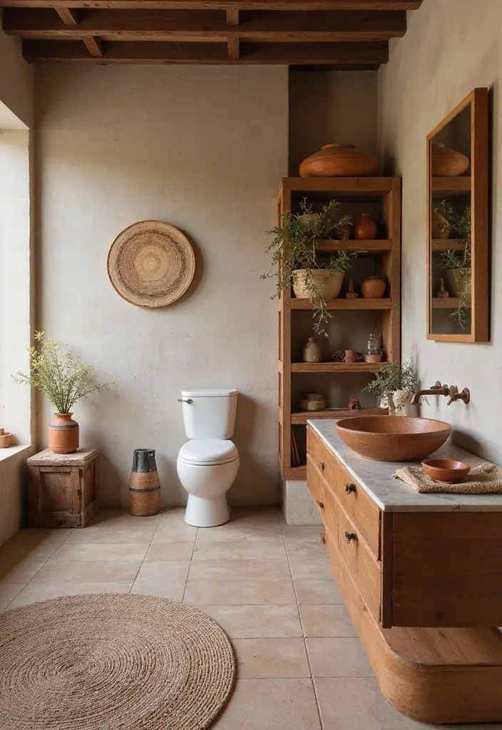 30+ Earthy Bathroom Ideas That Feel Natural and Relaxing 23 30+ Earthy Bathroom Ideas That Feel Natural and Relaxing - 23. Handcrafted Ceramics