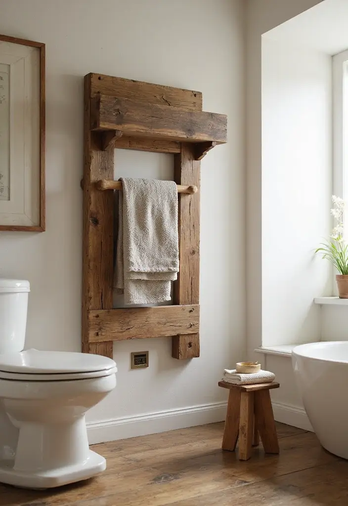 30+ Earthy Bathroom Ideas That Feel Natural and Relaxing 29 30+ Earthy Bathroom Ideas That Feel Natural and Relaxing - 29. Charming Towel Racks