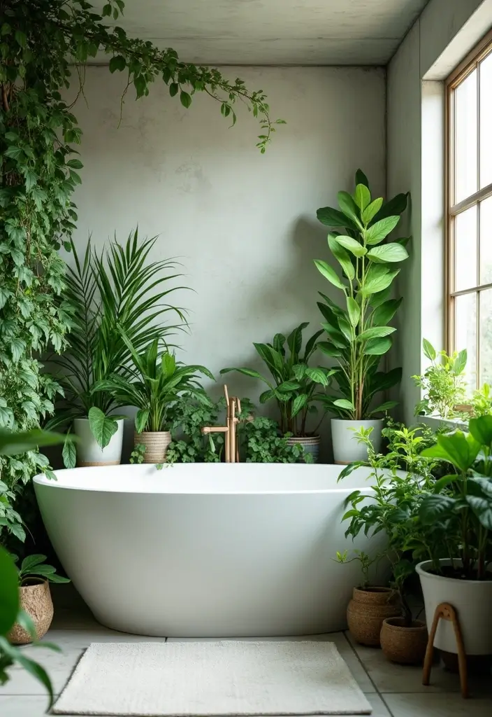 30+ Earthy Bathroom Ideas That Feel Natural and Relaxing 3 30+ Earthy Bathroom Ideas That Feel Natural and Relaxing - 3. Indoor Plants