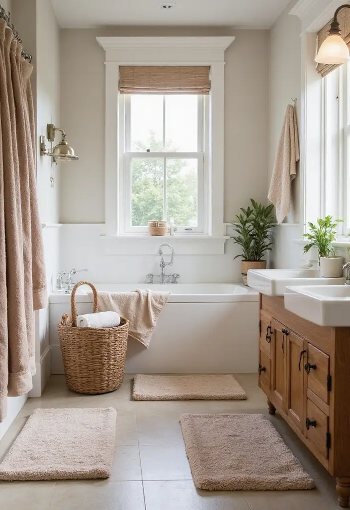 30+ Earthy Bathroom Ideas That Feel Natural and Relaxing 4 30+ Earthy Bathroom Ideas That Feel Natural and Relaxing - 4. Organic Textiles
