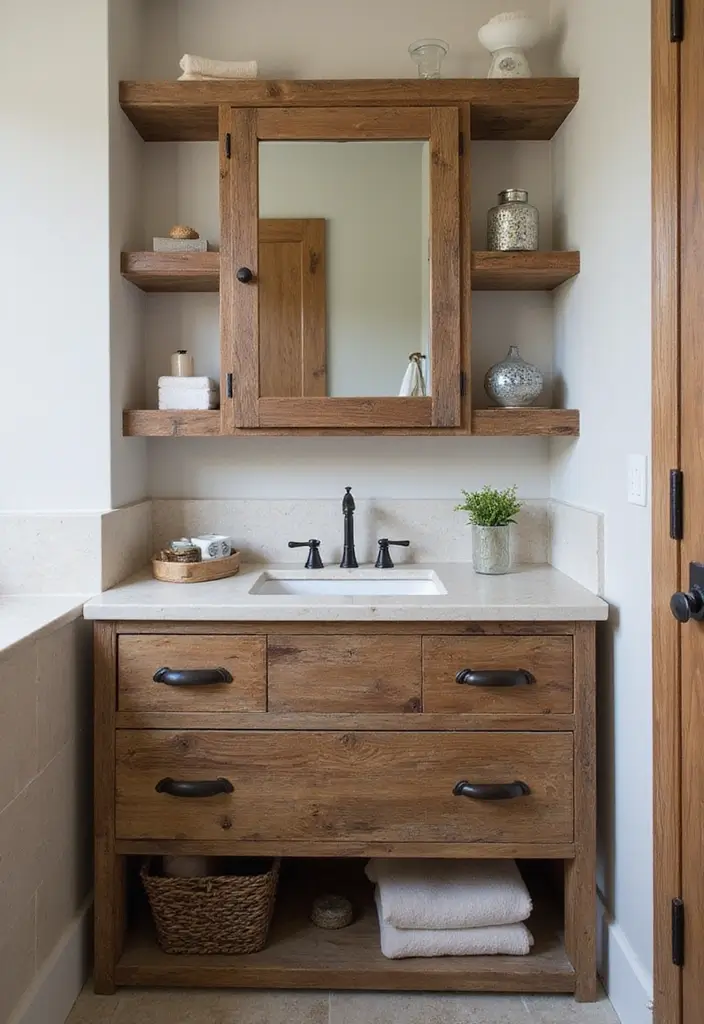 30+ Earthy Bathroom Ideas That Feel Natural and Relaxing 5 30+ Earthy Bathroom Ideas That Feel Natural and Relaxing - 5. Reclaimed Wood Accents