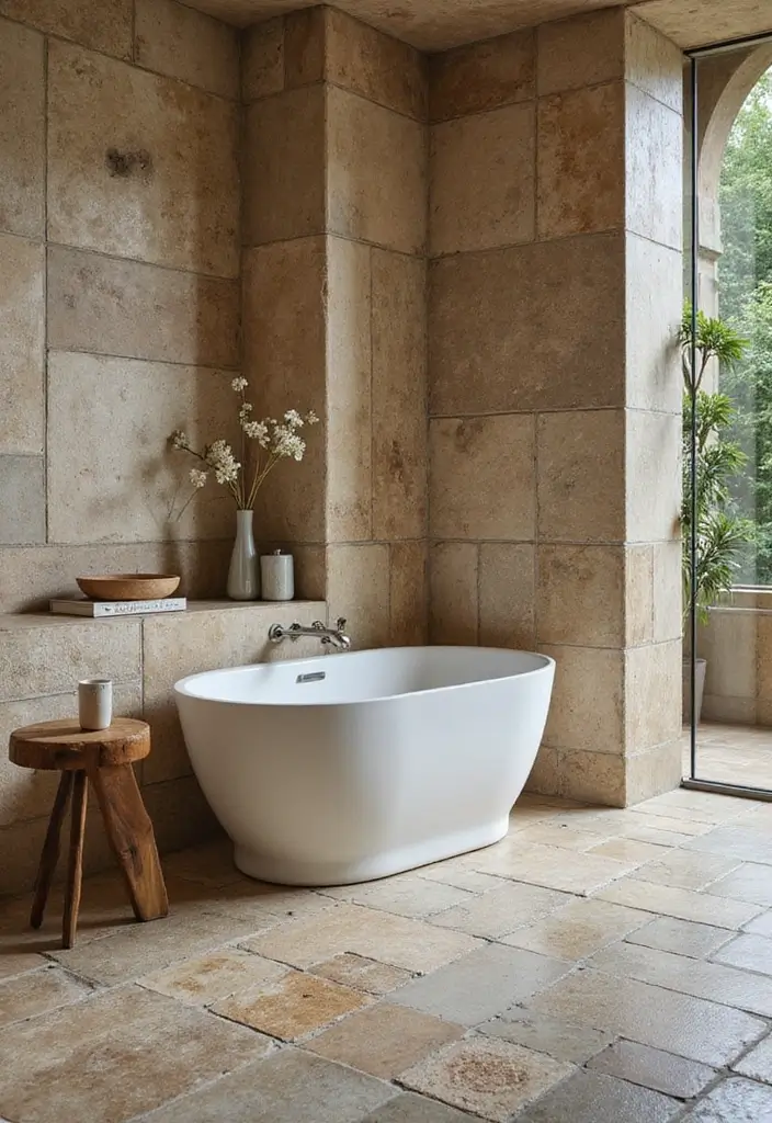 30+ Earthy Bathroom Ideas That Feel Natural and Relaxing 7 30+ Earthy Bathroom Ideas That Feel Natural and Relaxing - 7. Stone Tiles