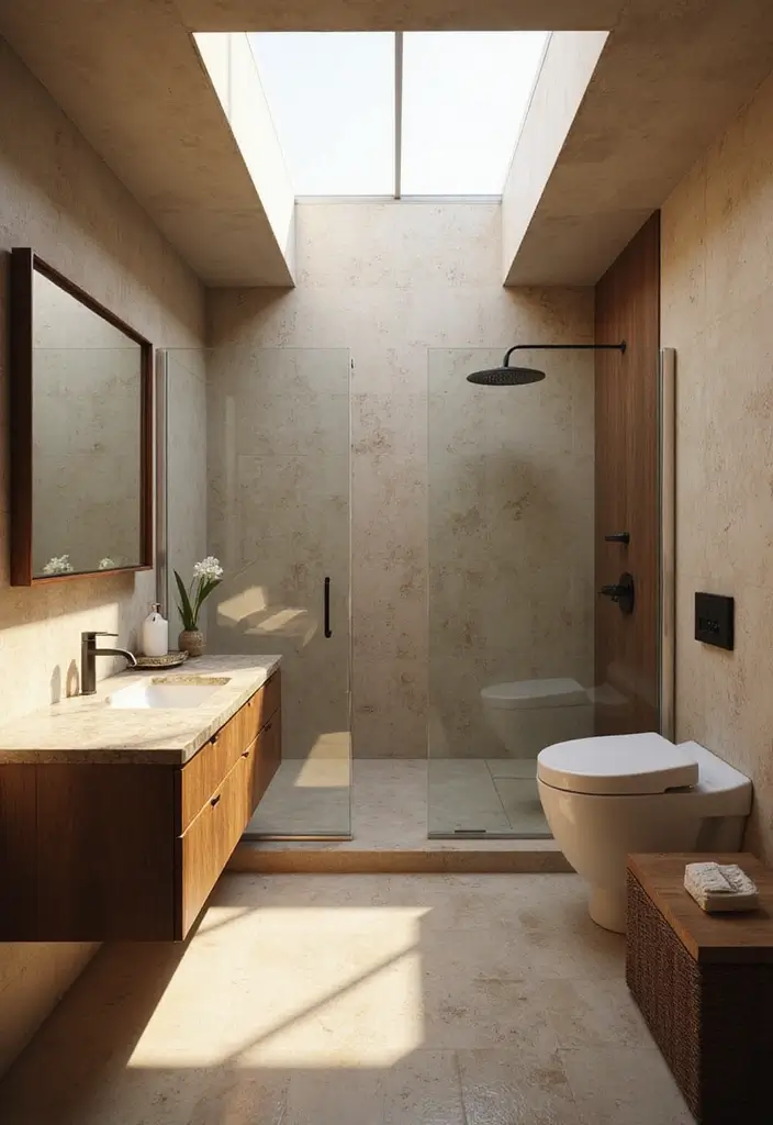 30+ Earthy Bathroom Ideas That Feel Natural and Relaxing 9 30+ Earthy Bathroom Ideas That Feel Natural and Relaxing - 9. Skylights for Natural Light