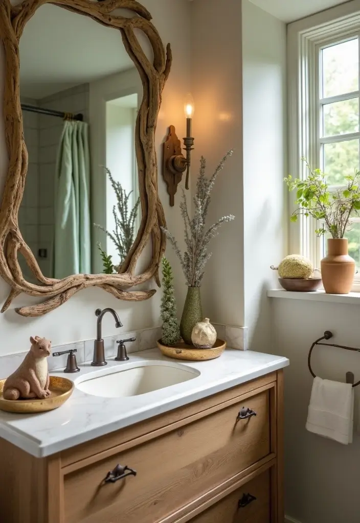 30+ Forest Bathroom Ideas That Bring Nature Indoors - 10. Woodland-Themed Accessories