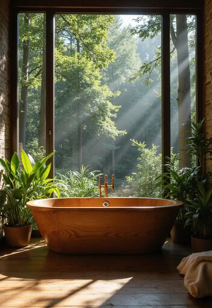 30+ Forest Bathroom Ideas That Bring Nature Indoors - 12. Wooden Bathtubs