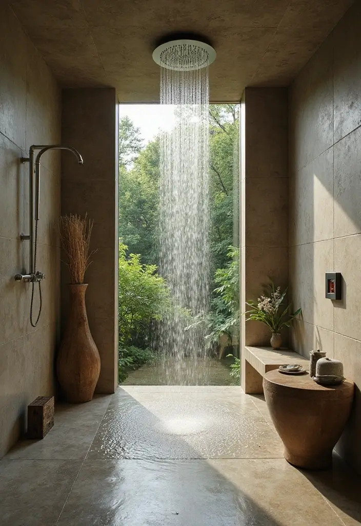 30+ Forest Bathroom Ideas That Bring Nature Indoors - 14. Rainfall Showerheads