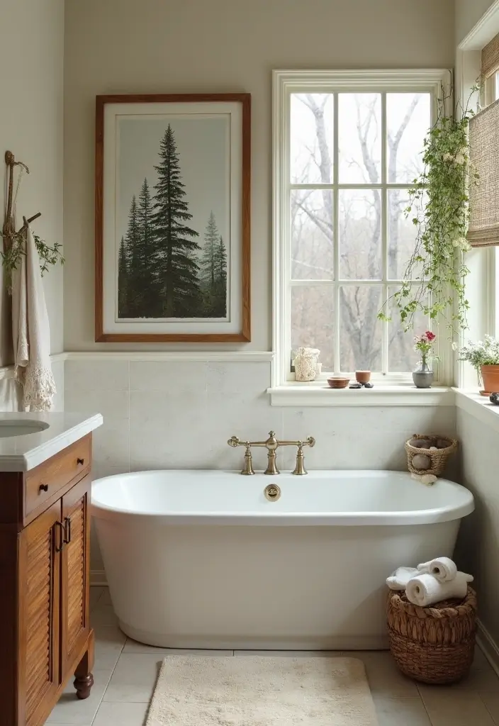 30+ Forest Bathroom Ideas That Bring Nature Indoors - 9. Nature-Inspired Decor
