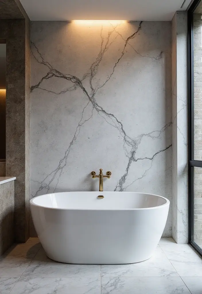 30+ Marble Tile Bathroom Ideas That Feel Luxurious 16 30+ Marble Tile Bathroom Ideas That Feel Luxurious - 16. Marble Accent Walls for Impact