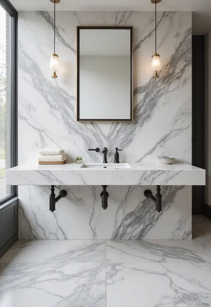30+ Marble Tile Bathroom Ideas That Feel Luxurious 25 30+ Marble Tile Bathroom Ideas That Feel Luxurious - 25. Marble Splashbacks for Added Elegance