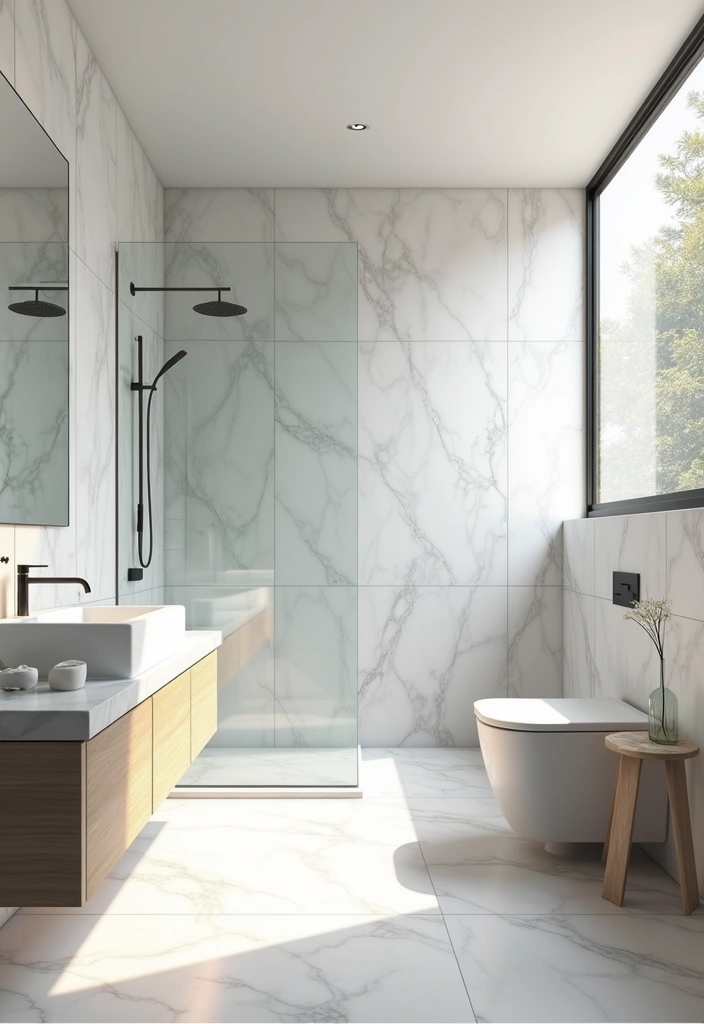 30+ Marble Tile Bathroom Ideas That Feel Luxurious 27 30+ Marble Tile Bathroom Ideas That Feel Luxurious - 27. Minimalist Marble Designs