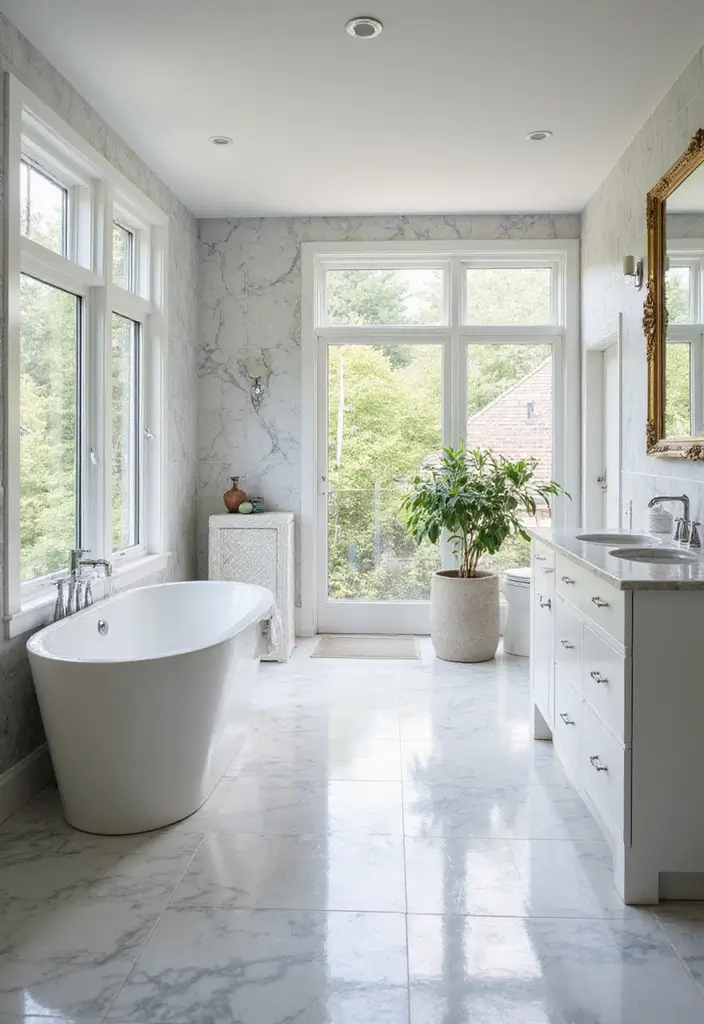 30+ Marble Tile Bathroom Ideas That Feel Luxurious 30 30+ Marble Tile Bathroom Ideas That Feel Luxurious - 30. Combining Natural Light with Marble