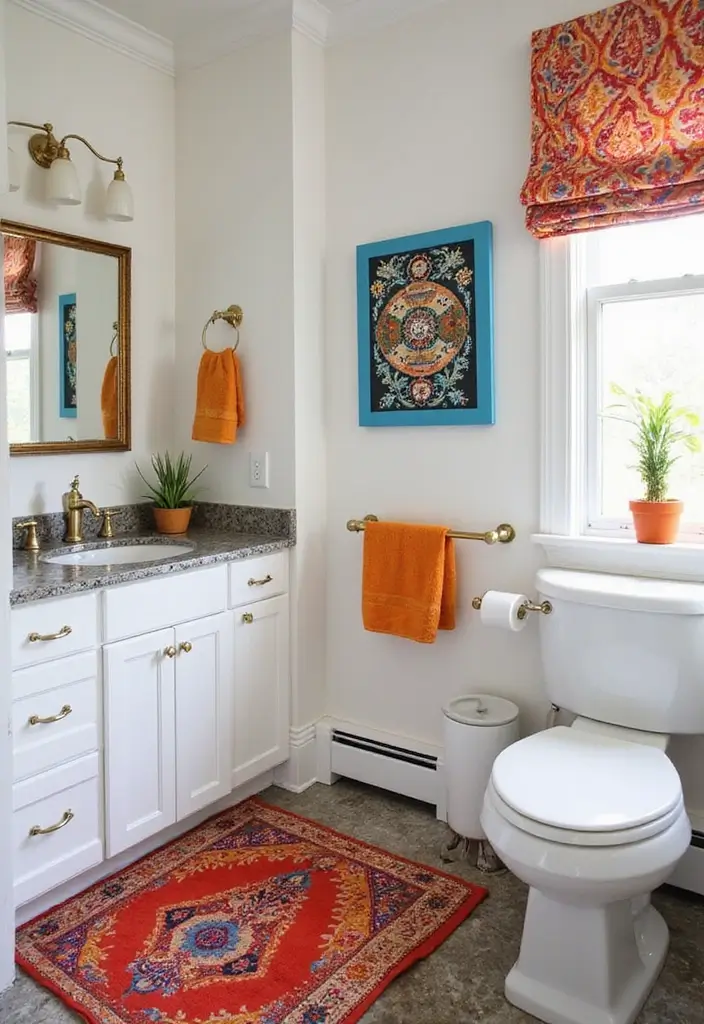 30+ Mediterranean Bathroom Design Ideas You’ll Love 10 30+ Mediterranean Bathroom Design Ideas You’ll Love - 10. Bold Accents and Accessories