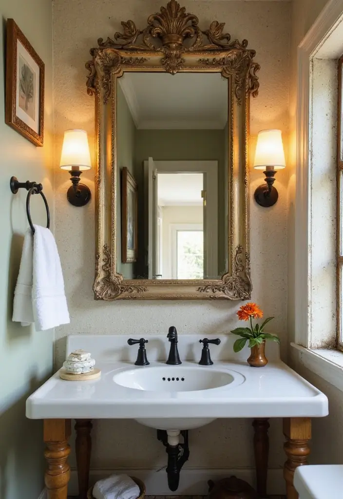 30+ Mediterranean Bathroom Design Ideas You’ll Love 22 30+ Mediterranean Bathroom Design Ideas You’ll Love - 22. Vintage Accessories