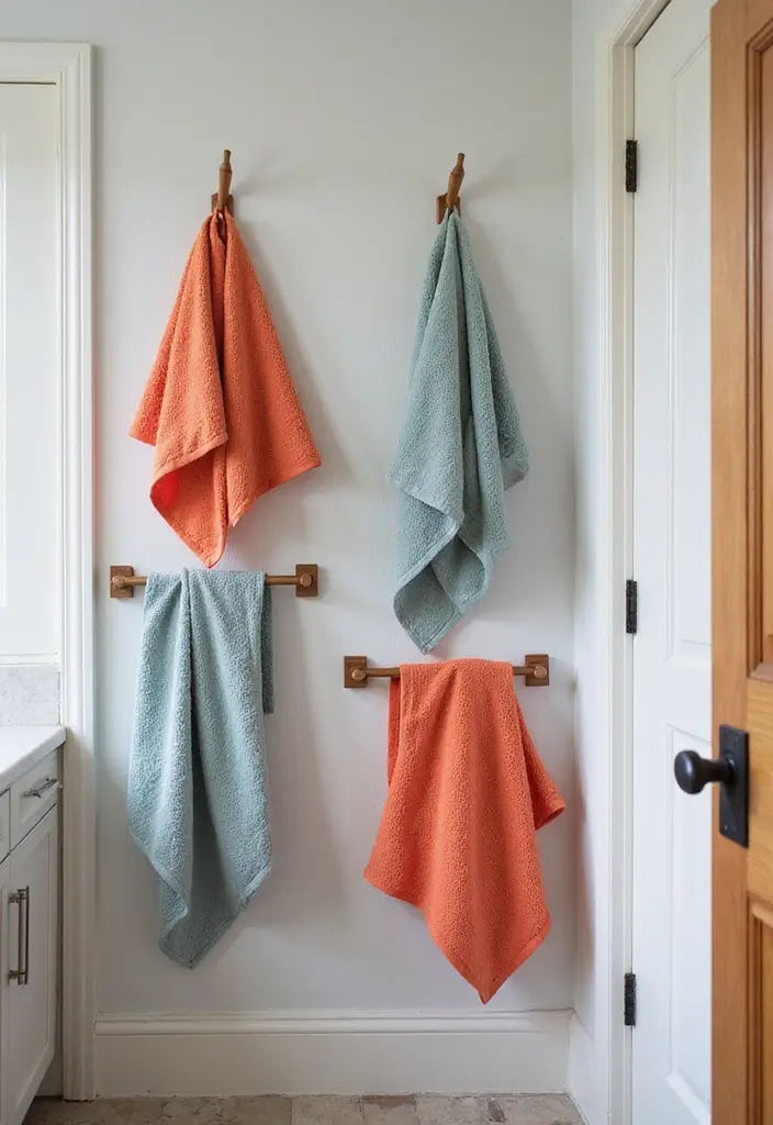 30+ Mediterranean Bathroom Design Ideas You’ll Love 27 30+ Mediterranean Bathroom Design Ideas You’ll Love - 27. Stylish Towel Hangings