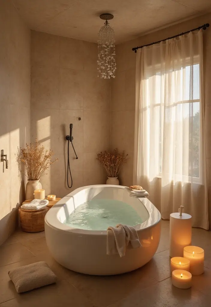30+ Mediterranean Bathroom Design Ideas You’ll Love 5 30+ Mediterranean Bathroom Design Ideas You’ll Love - 5. Spa-Like Serenity