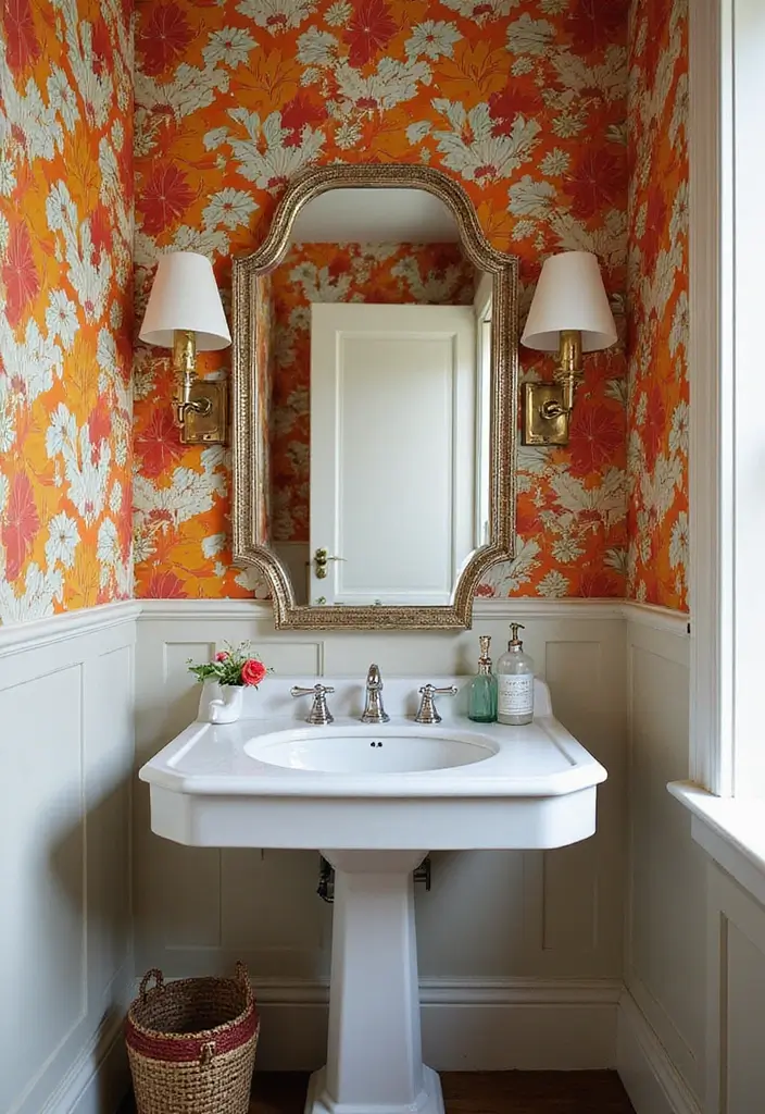 30+ Powder Bathroom Ideas That Impress Guests 1 30+ Powder Bathroom Ideas That Impress Guests - 1. Bold Wallpaper for a Statement