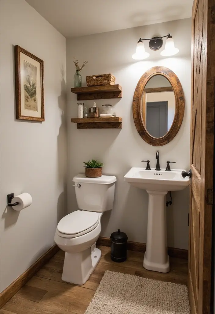 30+ Powder Bathroom Ideas That Impress Guests 10 30+ Powder Bathroom Ideas That Impress Guests - 10. Rustic Accents