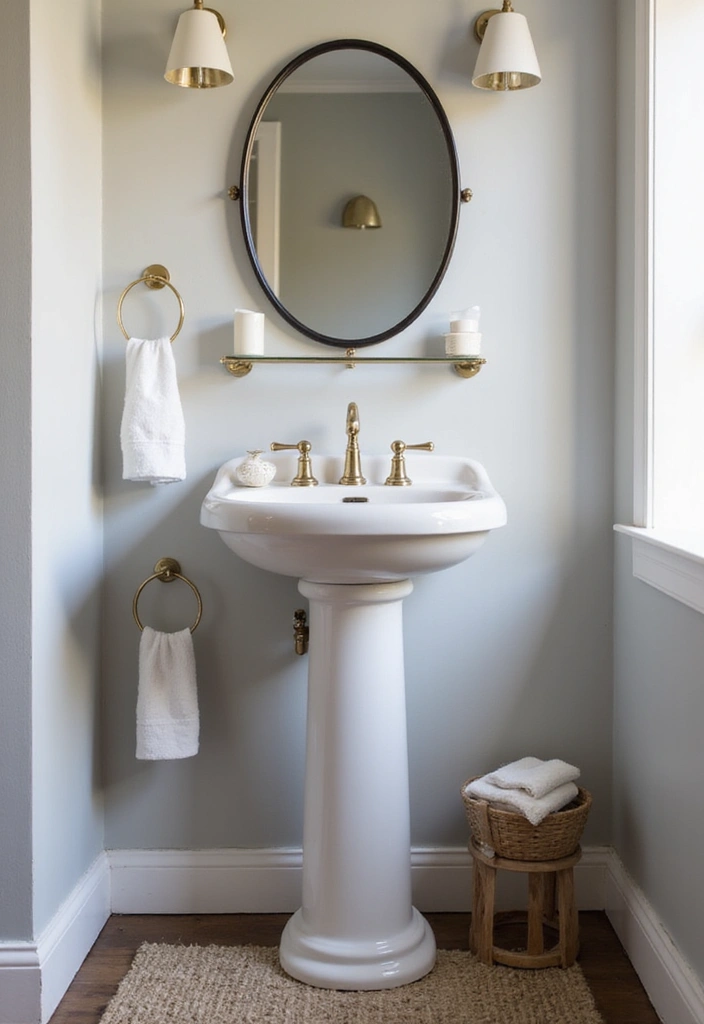 30+ Powder Bathroom Ideas That Impress Guests 11 30+ Powder Bathroom Ideas That Impress Guests - 11. Stylish Pedestal Sinks
