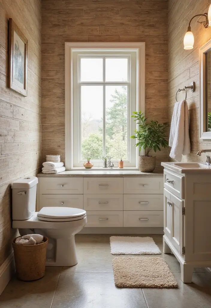 30+ Powder Bathroom Ideas That Impress Guests 14 30+ Powder Bathroom Ideas That Impress Guests - 14. Textured Walls