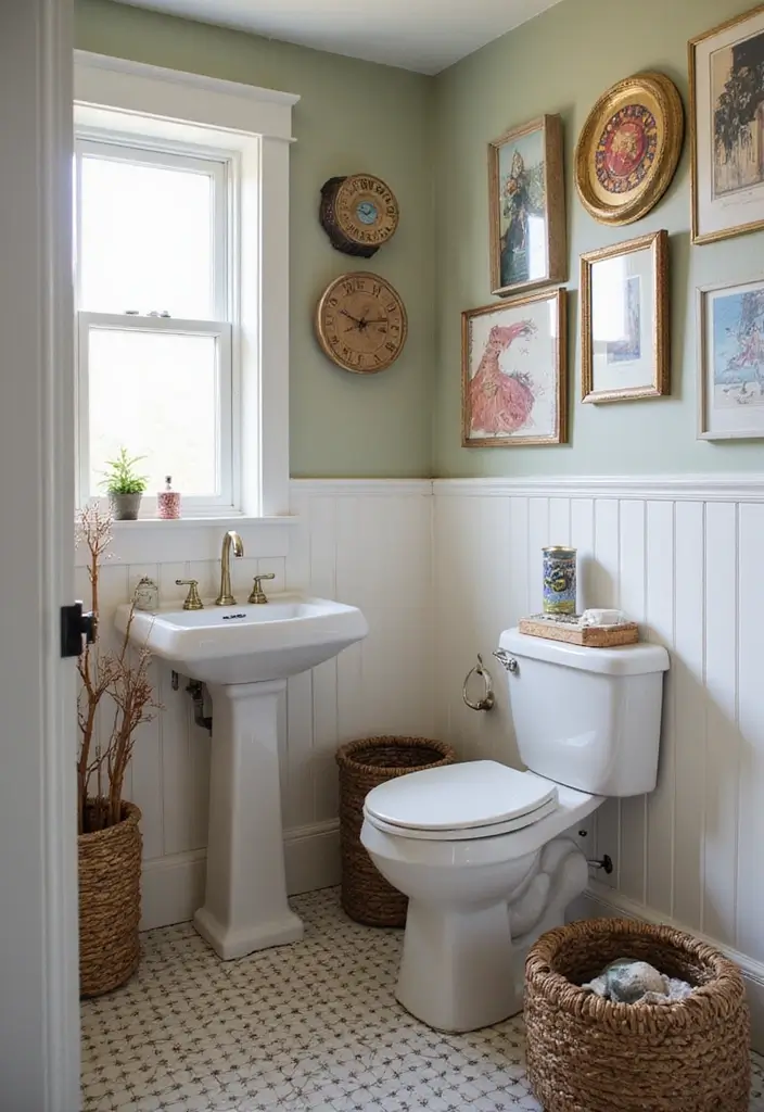 30+ Powder Bathroom Ideas That Impress Guests 20 30+ Powder Bathroom Ideas That Impress Guests - 20. Artistic Accents