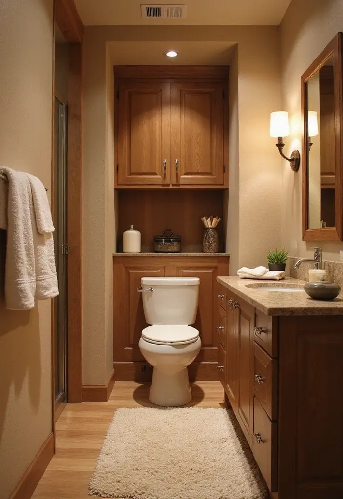 30+ Powder Bathroom Ideas That Impress Guests 24 30+ Powder Bathroom Ideas That Impress Guests - 24. Warm Tones