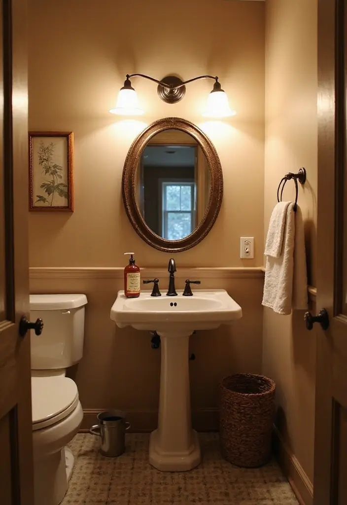 30+ Powder Bathroom Ideas That Impress Guests 26 30+ Powder Bathroom Ideas That Impress Guests - 26. Vintage Lighting Fixtures