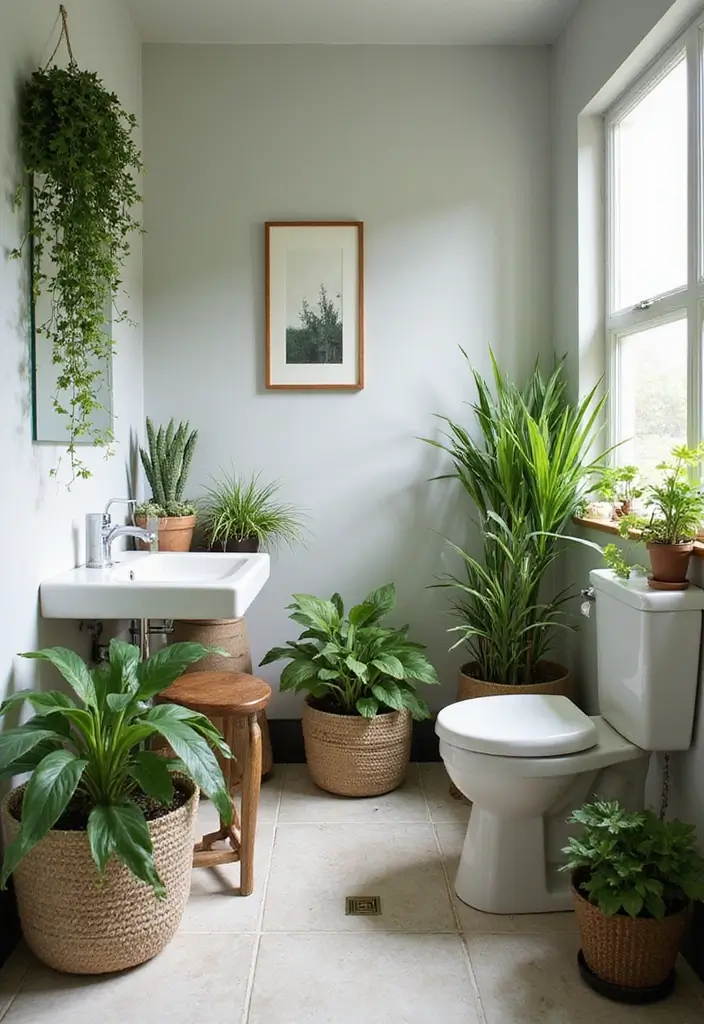 30+ Powder Bathroom Ideas That Impress Guests 9 30+ Powder Bathroom Ideas That Impress Guests - 9. Greenery for Freshness