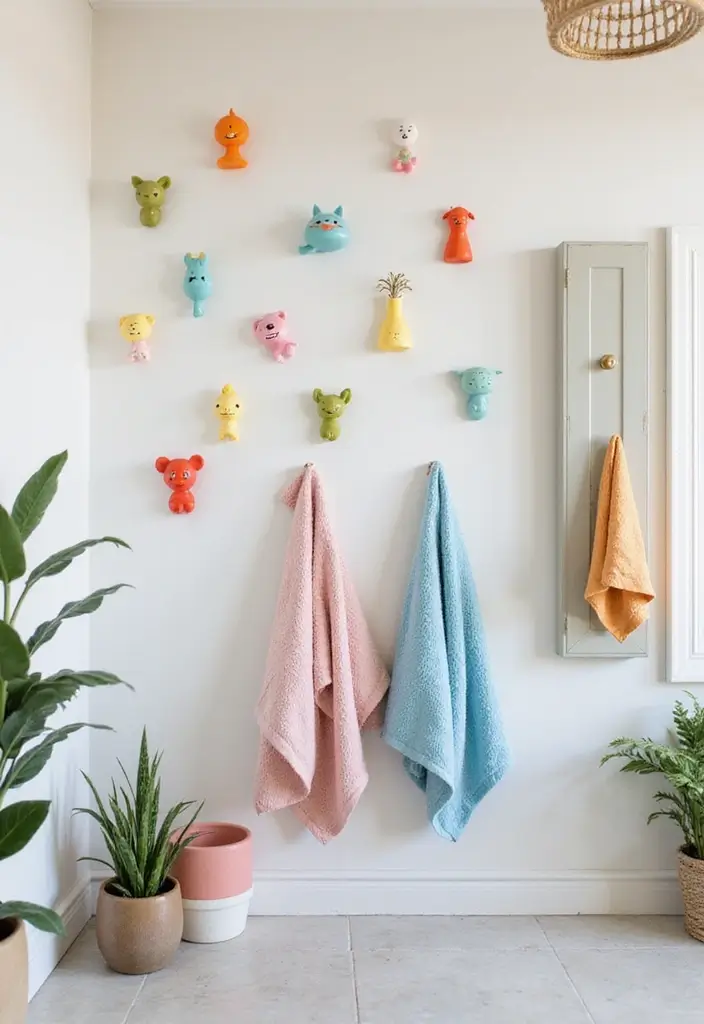 30+ Quirky Bathroom Ideas That Make You Smile 26 30+ Quirky Bathroom Ideas That Make You Smile - 26. Whimsical Bath Time Wall Hooks