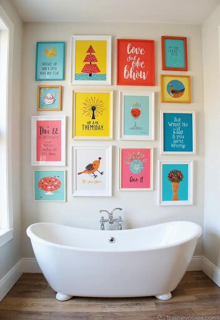30+ Quirky Bathroom Ideas That Make You Smile 4 30+ Quirky Bathroom Ideas That Make You Smile - 4. Whimsical Wall Art