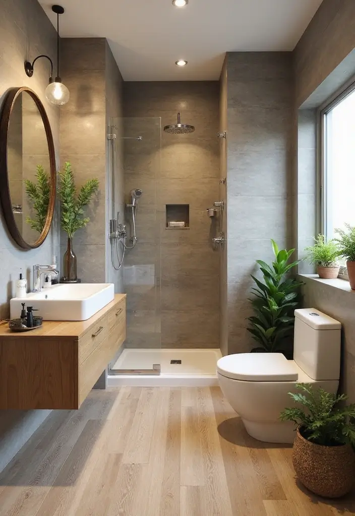 30+ Small Bathroom Tile Ideas That Look Spacious 10 30+ Small Bathroom Tile Ideas That Look Spacious - 10. Natural Wood-Look Tiles