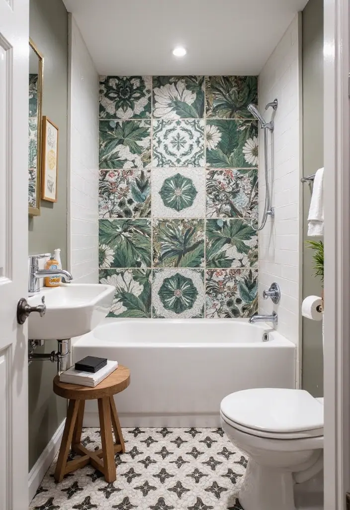 30+ Small Bathroom Tile Ideas That Look Spacious 12 30+ Small Bathroom Tile Ideas That Look Spacious - 12. Single Accent Wall