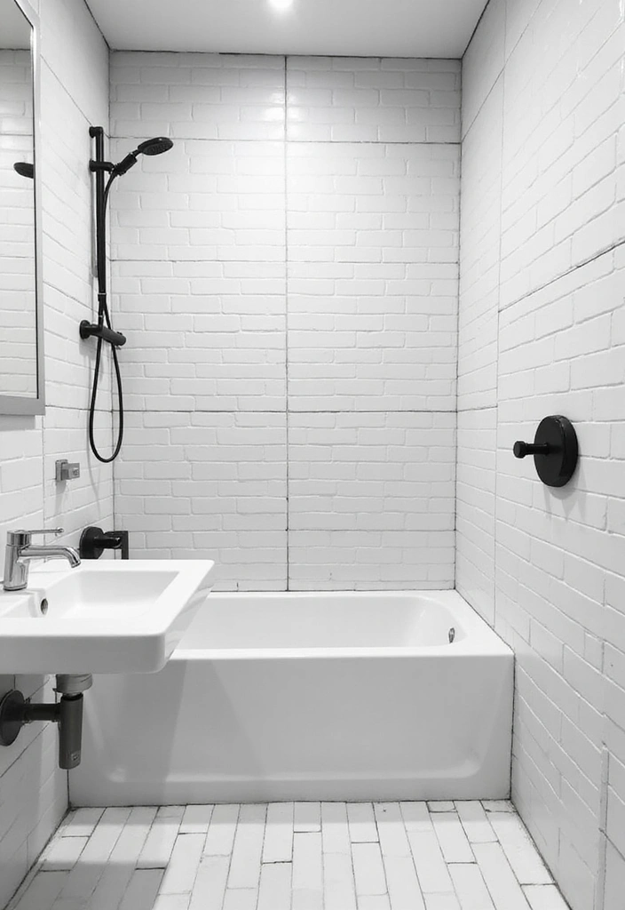 30+ Small Bathroom Tile Ideas That Look Spacious 13 30+ Small Bathroom Tile Ideas That Look Spacious - 13. Minimalist White Tiles with Dark Grout
