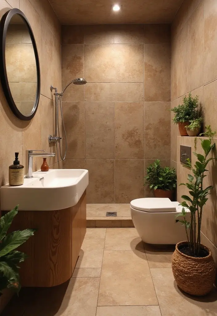 30+ Small Bathroom Tile Ideas That Look Spacious 15 30+ Small Bathroom Tile Ideas That Look Spacious - 15. Earthy Tone Tiles