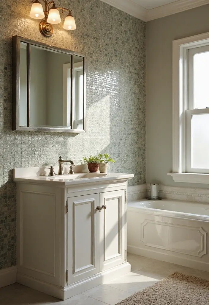30+ Small Bathroom Tile Ideas That Look Spacious 17 30+ Small Bathroom Tile Ideas That Look Spacious - 17. Radiant Glass Tiles